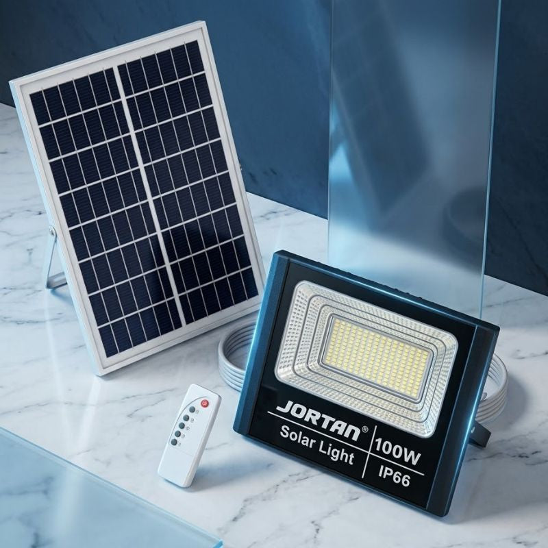 Proyector LED Solar con Panel y Mando a Distancia