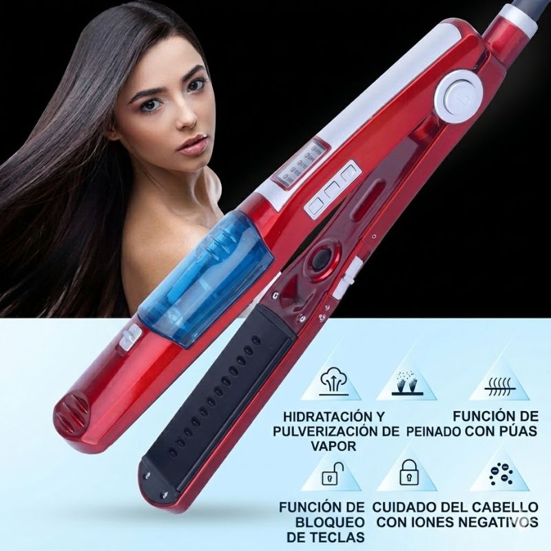Plancha con calor seco y vapor 2 en 1